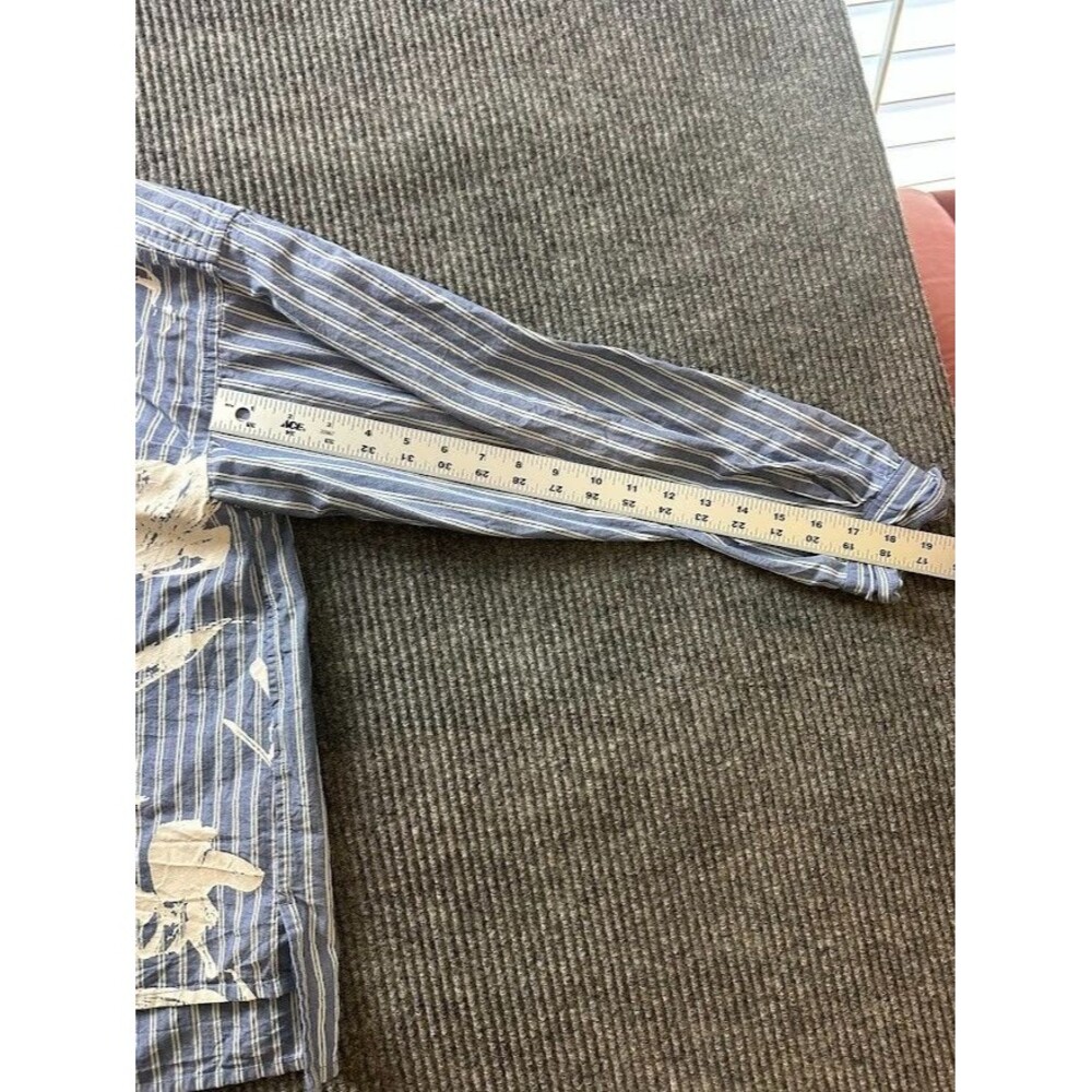 Anthropologie Maeve Alaina Swing Top Blue Floral Stripe Size S - Picture 5 of 6